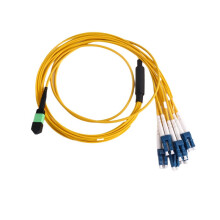 12-Adriges MPO/APC-Weibchen-LC-Glasfaser-Patchkabel Typ B Polarität SM Singlemode für QSFP+-Transceiver-Trunk, 1 M