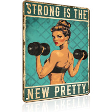 (Girl1, 12x16inch(30x40cm)) Fitness Training Metallschild - You Don't Stop Training When You Get Old, Vintage 30x40cm