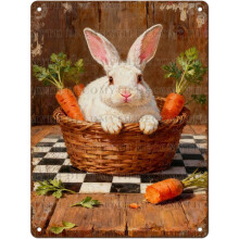 (Easter6, 30X40cm(12*16in)) Osterhase Blechschild, Vintage Hase mit Blume Ei Frühling Wandkunst, 20x30cm