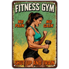 (Fitness Gym 2 Wall Decor, 12x8 Inch(30x20CM)) Fitness Therapie Fitnessraum Schild Vintage Metallschild, Eisen Malerei Deko 30x20cm