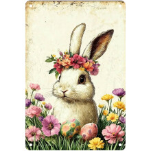 (Easter Sign 9, 20X30cm(12*8in)) Osterhase Blechschild, Retro Hase Vintage Schild, Metall Osterdeko, 20x30cm