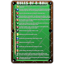 (Rules Of 8-Ball Metal Sign, 12x8 Inch(20x30CM)) Lustiges Zimmerregeln Schild - Teen Mädchen Regeln Wanddeko, Mädchenzimmer Tür