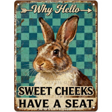 (Easter20, 30X40cm(12*16in)) Osterhase Blechschild, Vintage Hase mit Blume Ei Frühling Wandkunst, 20x30cm