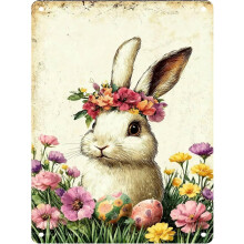 (Easter Sign 9, 30X40cm(12*16in)) Osterhase Blechschild, Retro Hase Vintage Schild, Metall Osterdeko, 20x30cm