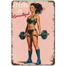 (Girl Gym 1 Wall Decor, 12x8 Inch(30x20CM)) Fitness Therapie Fitnessraum Schild Vintage Metallschild, Eisen Malerei Deko 30x20cm