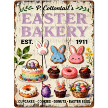 (Easter2, 30X40cm(12*16in)) Osterhase Blechschild, Vintage Hase mit Blume Ei Frühling Wandkunst, 20x30cm