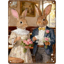 (Easter19, 30X40cm(12*16in)) Osterhase Blechschild, Vintage Hase mit Blume Ei Frühling Wandkunst, 20x30cm
