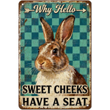 (Easter20, 20X30cm(12*8in)) Osterhase Blechschild, Vintage Hase mit Blume Ei Frühling Wandkunst, 20x30cm