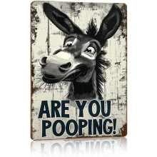 (Are You Pooping 03, -) Lustiges Esel Aluminium Schild, 20x30cm "Nice Ass" rustikale Wanddeko, Bauernhaus Bad