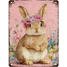(Easter Sign 1, 30X40cm(12*16in)) Osterhase Blechschild, Retro Hase Vintage Schild, Metall Osterdeko, 20x30cm