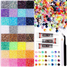 32 Colors Resin Jelly Rhinestones Bedazzling Kit 3mm 32000 Pcs Flatback Gems for Nails Clothing Shoes Art Book