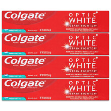 Colgate Optic White Toothpaste, Stain Fighter, Fresh Mint Gel, Travel Size 2.0 oz (56.6g) - Pack of 4