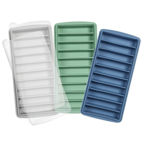 3 PCS Ice  Tray, Long Stick Tray Silicone with Lid, Rectangular Narrow Stick, Easy Release,for Juice Bottles,Parties