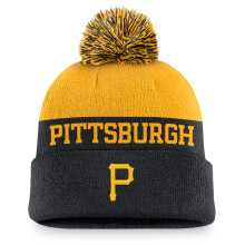 Nike Heren MLB Rewind Peak Cuffed Knit Muts met Pom (US, Alpha, One Size, Zwart/Goud, Pittsburgh Pirates)