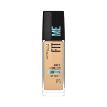 Maybelline New York Base Líquida Para Todo Tipo De Piel, Acabado Mate, Con SPF, Fit Me Matte + Poreless, 128 Warm Nude, 30 Ml