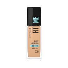 Maybelline New York Base Líquida, Acabado Mate, Con SPF, Absorbe Aceite, Fit Me Matte + Poreless, 220 Beige Natural, 30Ml