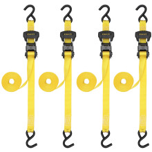 STANLEY S10204 1.25" x 16' Pre-Threaded Ratchet Straps - 1,000 LBS Safe Working Load / 3,000 LBS Break Strength, 4 Pack