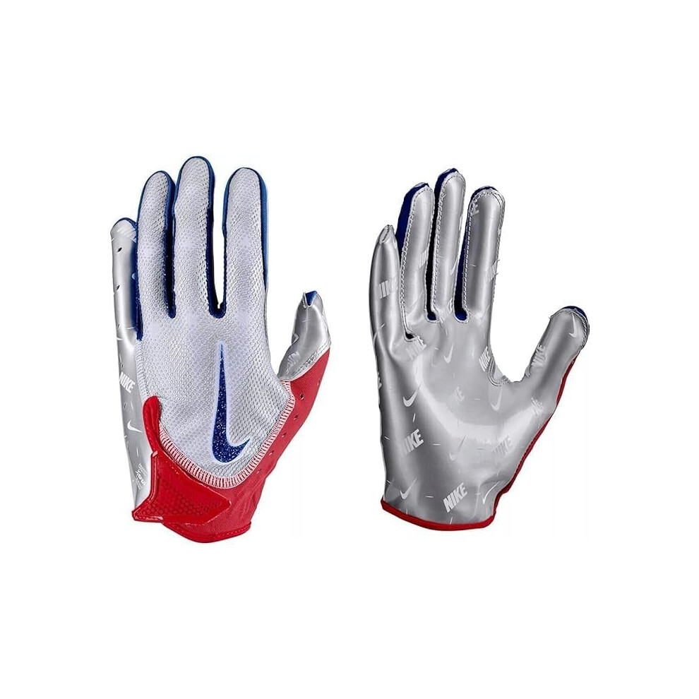 Nike Vapor Jet 8.0 Football Gloves (Red | Blue | Chrome, Medium)