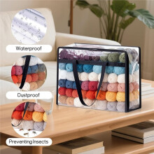 Paquete de 4 Bolsas para Guardar Hilo, Bolsa de 18x15x9 Pulgadas con Doble Cremallera y Asa, Organizador Transparente para Guardar Hilo