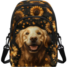 (Yellow and Black - Golden Retriever Sunflower, -) Geantă umăr femei crossbody, genți portabile crossbody telefon, cadou mămică soție prietene