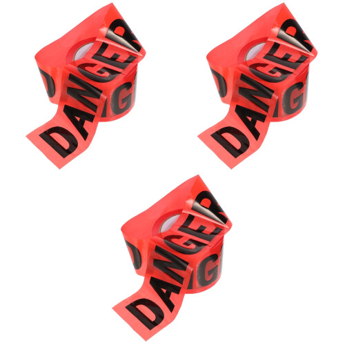 3Rouleaux Ruban Rouge Non-Adhésif Pe Usage Avertissement 2