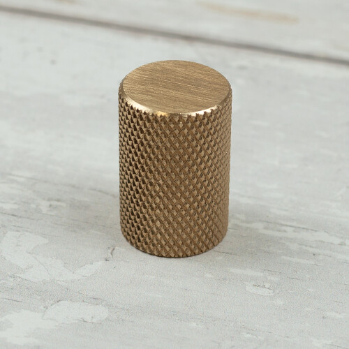 (17mm Knob) Brass Gold Knurled Round Pull 2