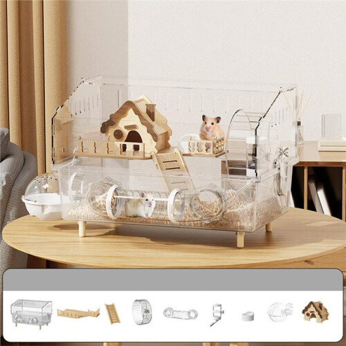 2-Layer Hamster Cage Acrylic Enclosure for Indoor Outdoor Observation and Breeding 1