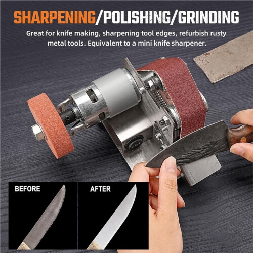 Electric Belt-Sander KnifeSharpener Sanding Machine Small Bench Grinder Kit for KnifeMaking US Plug 2