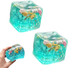 (Ocean Squishy Stress Cube-green-2pcs, -) Squishy brânză mare galbenă jumbo - fidget cub senzorial antistres, portabil calmant cadou 7cm