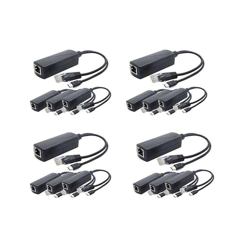 16-Pack 5V Poe Splitter, 48V To 5V 2.4A Adapter With Micro-Usb Plug, For Ip Camera,Tablets,For Raspberry Pi And More 6032427129716