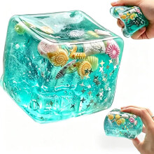 (Ocean Squishy Stress Cube-1 Pcs, -) Squishy brânză mare galbenă jumbo - fidget cub senzorial antistres, portabil calmant cadou 7cm