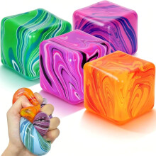 (Purple+orange+green+blue, -) Squishy brânză mare galbenă jumbo - fidget cub senzorial antistres, portabil calmant cadou 7cm