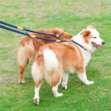 Laisse Double Multifonction pour Grands Chiens - Laisse Mains Libres de Luxe en Nylon Réglable, Laisse à Double Tête pour 2 Chiens