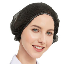 100 Filets à Cheveux Jetables Noirs de 53 cm (21 Pouces), Bonnets Bouffants Élastiques en Polypropylène Non Tissé pour la Restauration, Bonnets de