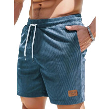 Men'S Corduroy Elastic Waist Drawstring Casual Summer Workout Beach Shorts XXL