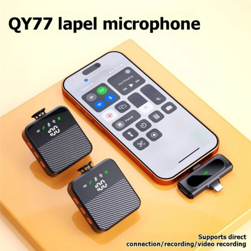 Microfone de Lapela Sem Fio 2 em 1 para , USB-C e Android,  Microfone de Lapela para Vlogs e Vídeos.