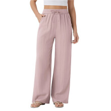 Women'S High Waist Drawstring Wide Leg Linen Blend Casual Pants with Pockets Lotus Root Color S