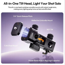 TT43 II Reversible Leg Light Stand Tripod for COB Video Light Softbox Softball Max 2.1M Light Stand with Tilt