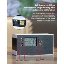 Weißer Automatischer Klappwecker - Digitaler Tischwecker im Vintage-Retro-Stil, Minimalistische Dekoration für Nachttisch und Büro