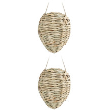 2 Pack Large Wasp Nest Decoy, Woven Reed Wasp Hornet Decoys, Faux Hornets Nest, Outdoor Hanging Decoration Garde