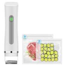 Electric Vacuum Sealer,Compact Vacuum Sealer for Food Preservation Rechargeable with 30 Reusable Vacuum Seal Bags