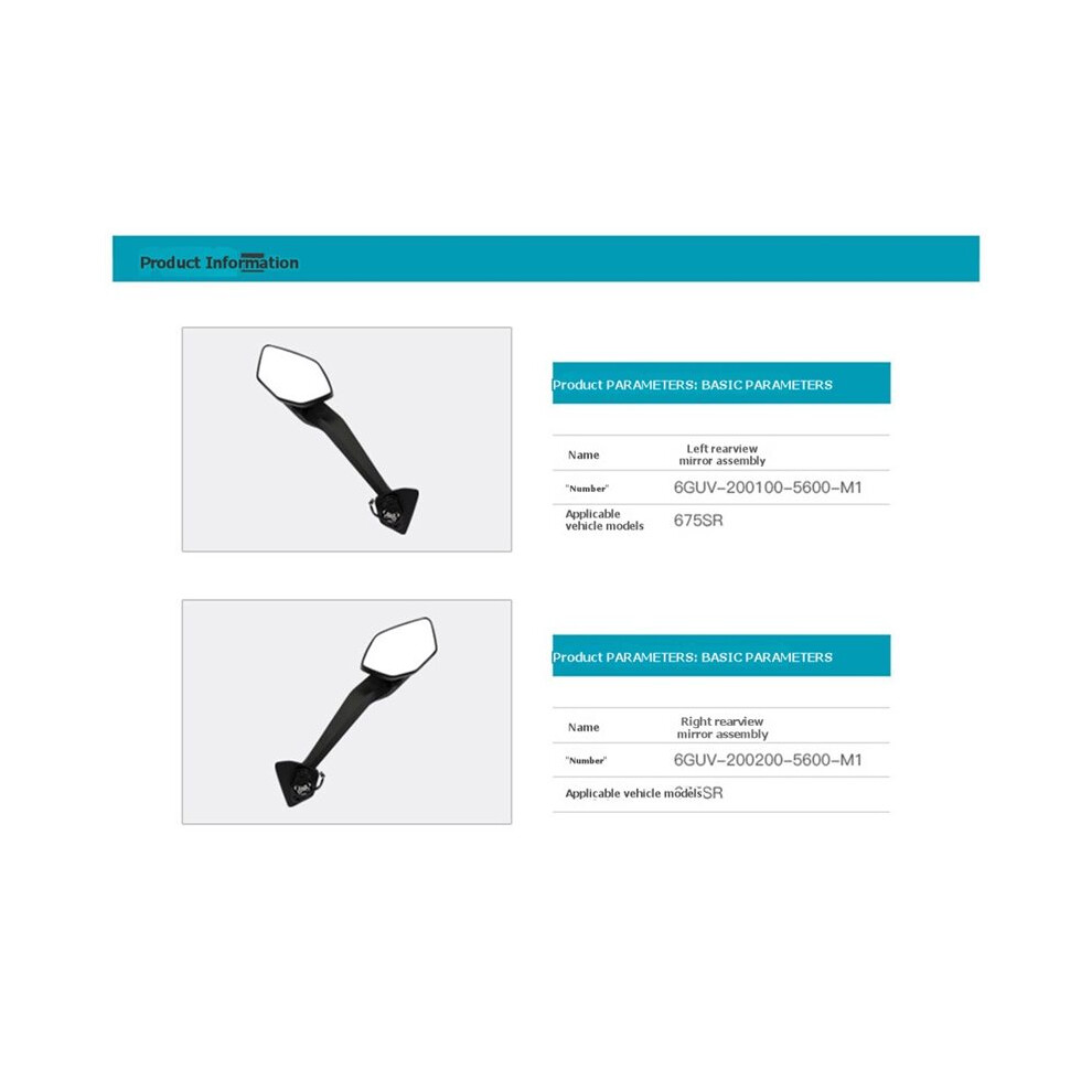1Pair Motorcycle Rear View Mirror Rearview Mirror Assembly For 675Sr Cf650sr Motorcycle Reverse Mirror 4711139604828