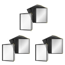 Paquet de 36 Protège-Menus de Style Café, Bord à Double Couture, Vinyle Transparent (Noir, 2 Pages/4 Vues - 8,5 Pouces X 11 Pouces)