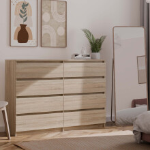 8 Drawer Chest of Drawers - Wide Tall Dresser Storage Cabinet for Bedroom, Living Room, Office & Hallway (120 cm W x 40 cm D x 97 cm H)