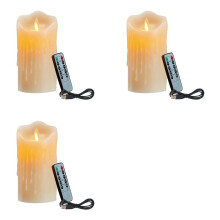 3X LED-Kaarsen, Flikkerende Vlamloze Kaarsen, Oplaadbare Kaars, Kaarsen van Echte Was met Afstandsbediening, 12,5 cm