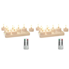 2X Rechargeable Flameless Tea Lights Candles with Charging Station 8Pcs Battery Tea Lights with Remote Timer