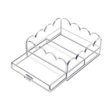 Clear Acrylic Tray with Drawer for Insert Needlepoint, Photos, Art, Fabric, Napkin, Jewelry Organizer, Desk Decor