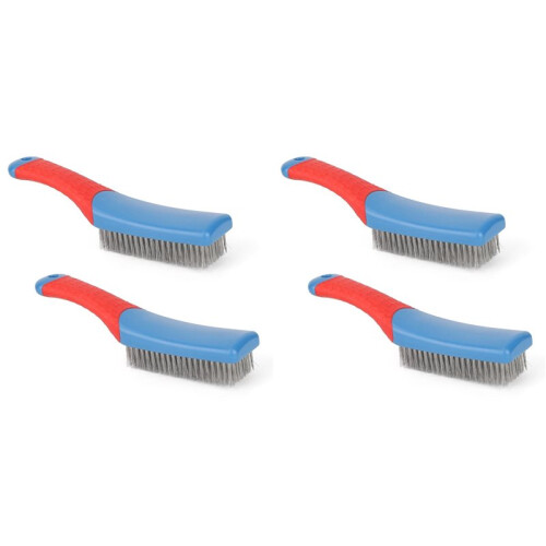 4-Pack Heavy Duty Stainless Steel Wire Brushes for Efficient Cleaning and Rust Removal