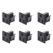 6X AC 125V 15A Panel Mount US Outlet Power Socket Black