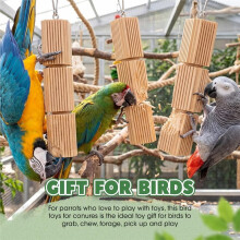 3 Stuks Papegaaienkauwspeelgoed, Groot Hangend Vogelspeelgoed voor Papegaaien, 23 cm, Natuurlijk Houten Kauwspeelgoed voor Vogels, Snavelslijpblokken
